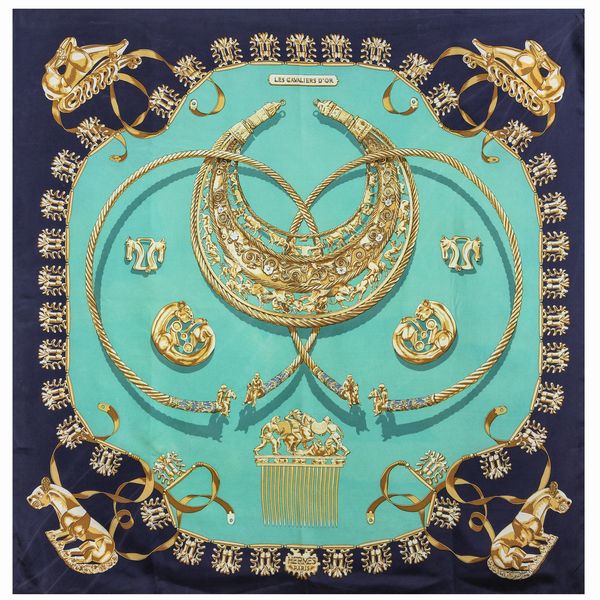 Hermes foulard vintage collezione Les Cavaliers D'Or  - Asta Gioielli Orologi e Fashion Vintage - Associazione Nazionale - Case d'Asta italiane