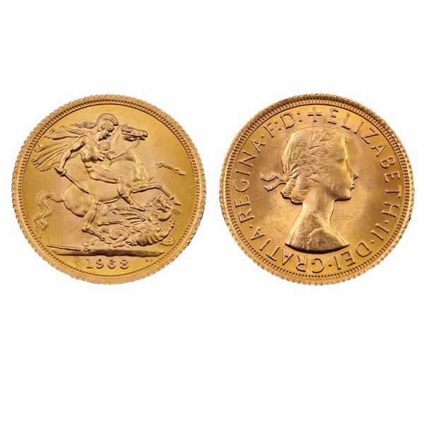 20 sterline in oro  Regina Elisabetta fiocchetto  - Asta Gioielli Orologi e Fashion Vintage - Associazione Nazionale - Case d'Asta italiane