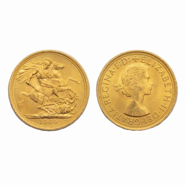 20 sterline in oro  Regina Elisabetta fiocchetto  - Asta Gioielli Orologi e Fashion Vintage - Associazione Nazionale - Case d'Asta italiane