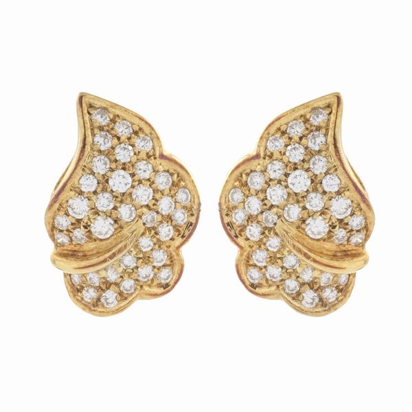 Parure foglie in oro giallo 18kt e diamanti  - Asta Gioielli Orologi e Fashion Vintage - Associazione Nazionale - Case d'Asta italiane