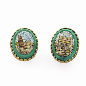Parure in micromosaico raffigurante Vedute di Roma  - Asta Gioielli Orologi e Fashion Vintage - Associazione Nazionale - Case d'Asta italiane
