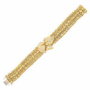 Parure foglie in oro giallo 18kt e diamanti  - Asta Gioielli Orologi e Fashion Vintage - Associazione Nazionale - Case d'Asta italiane