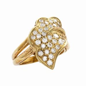 Parure foglie in oro giallo 18kt e diamanti  - Asta Gioielli Orologi e Fashion Vintage - Associazione Nazionale - Case d'Asta italiane