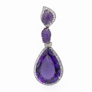 Particolare parure di ametiste e diamanti  - Asta Gioielli Orologi e Fashion Vintage - Associazione Nazionale - Case d'Asta italiane