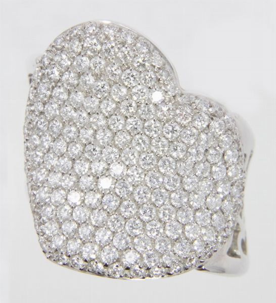 Pasquale Bruni anello a fascia traforata in oro bianco e brillanti  - Asta Gioielli e Orologi - Associazione Nazionale - Case d'Asta italiane