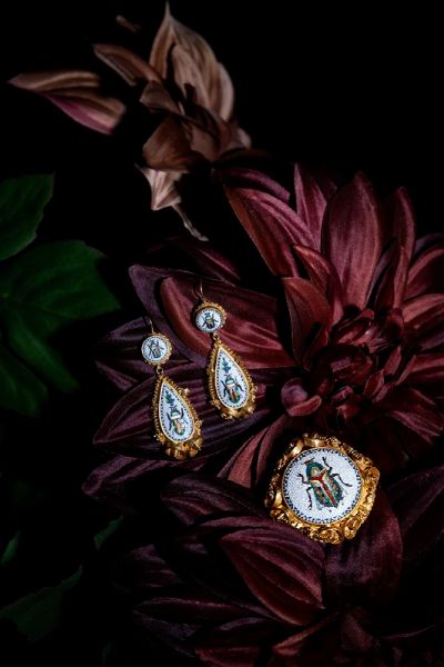 Antica demiparure in oro giallo e micromosaico  - Asta Gioielli e Orologi - Associazione Nazionale - Case d'Asta italiane