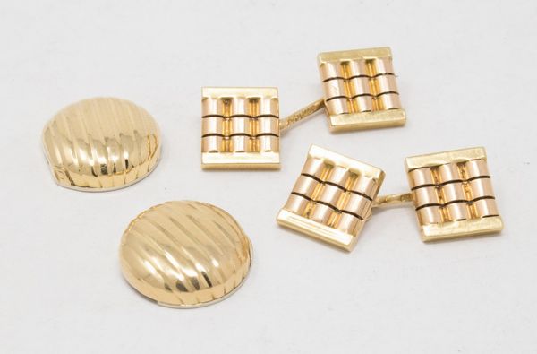 Coppia di gemelli e coppia di copribottoni in oro giallo  - Asta Gioielli e Orologi - Associazione Nazionale - Case d'Asta italiane