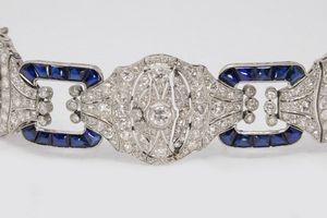 Importante bracciale in platino, diamanti e zaffiri  - Asta Gioielli e Orologi - Associazione Nazionale - Case d'Asta italiane