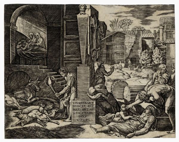 MARCANTONIO RAIMONDI : Morbetto (La peste frigia).  - Asta Arte antica, moderna e contemporanea - Associazione Nazionale - Case d'Asta italiane