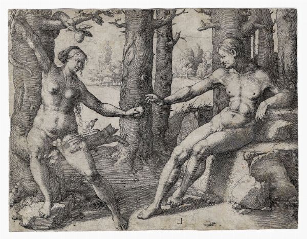 LUCAS VAN LEYDEN : La caduta dell'uomo.  - Asta Arte antica, moderna e contemporanea - Associazione Nazionale - Case d'Asta italiane