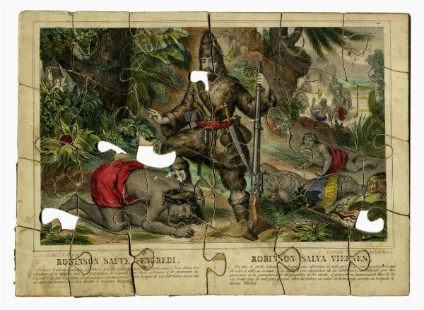 Robinson sauve Vendredi / Robinson salva Viernes - Robinson dlivre un capitaine de vaisseau / Robinson sa..un capitan de navio.  - Asta Arte antica, moderna e contemporanea - Associazione Nazionale - Case d'Asta italiane