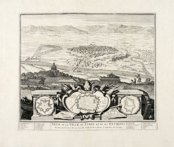 Pierre Mortier : Veue de la Ville de Turin et de ses Environs.  - Asta Arte antica, moderna e contemporanea - Associazione Nazionale - Case d'Asta italiane