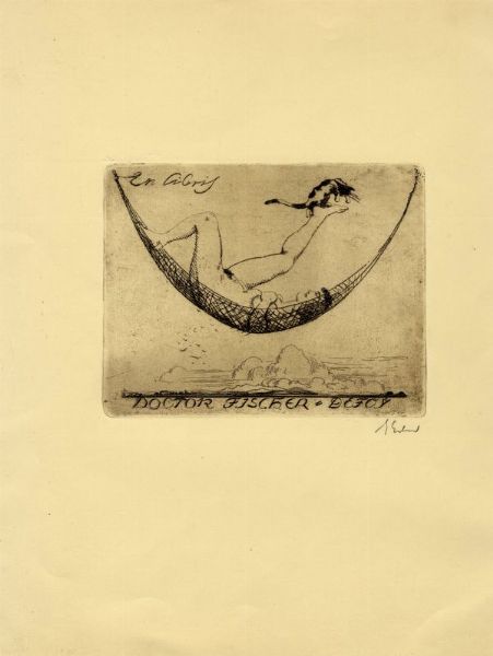 GEORG ERLER : Lotto composto di 2 ex libris erotici.  - Asta Arte antica, moderna e contemporanea - Associazione Nazionale - Case d'Asta italiane