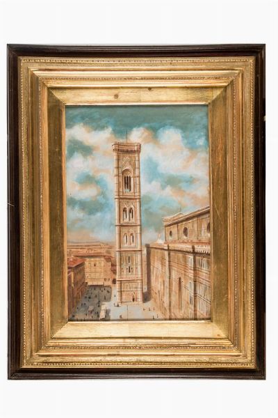Odoardo Borrani : Il campanile di Giotto.  - Asta Arte antica, moderna e contemporanea - Associazione Nazionale - Case d'Asta italiane