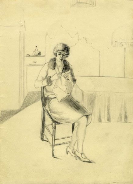 ETTORE DE MARIA BERGLER : Lotto composto di 14 disegni e 1 cartolina.  - Asta Arte antica, moderna e contemporanea - Associazione Nazionale - Case d'Asta italiane