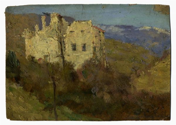 SNDOR GALIMBERTI : Paesaggio con casa.  - Asta Arte antica, moderna e contemporanea - Associazione Nazionale - Case d'Asta italiane