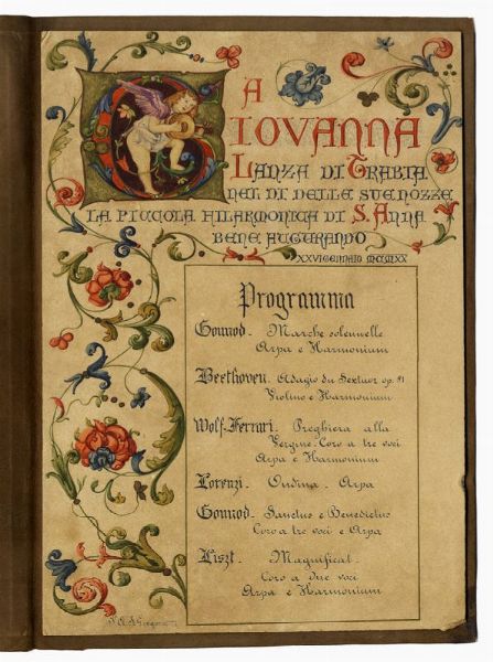 SALVATORE GREGORIETTI : Programma musicale manoscritto.  - Asta Arte antica, moderna e contemporanea - Associazione Nazionale - Case d'Asta italiane