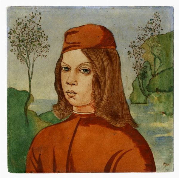 ADOLPHE MILICH : Ritratto maschile di modello botticelliano.  - Asta Arte antica, moderna e contemporanea - Associazione Nazionale - Case d'Asta italiane