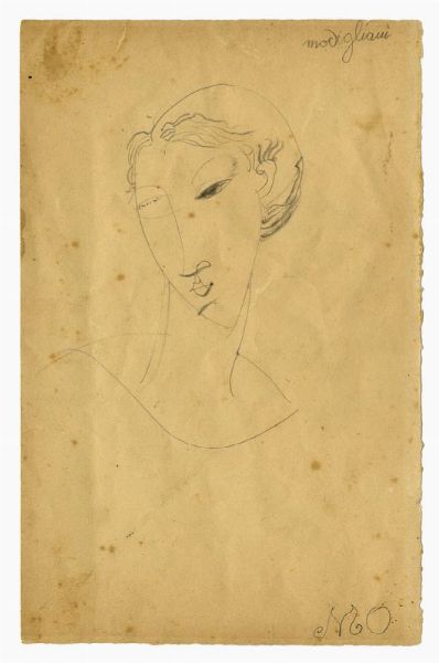 Amedeo Modigliani : Volto di donna.  - Asta Arte antica, moderna e contemporanea - Associazione Nazionale - Case d'Asta italiane