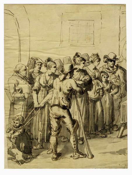 Bartolomeo Pinelli : Lotto composto di 2 disegni.  - Asta Arte antica, moderna e contemporanea - Associazione Nazionale - Case d'Asta italiane