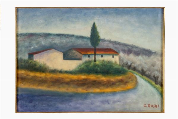 OTTONE ROSAI : Paesaggio con casolare.  - Asta Arte antica, moderna e contemporanea - Associazione Nazionale - Case d'Asta italiane
