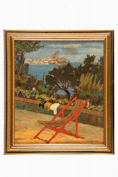 CARLO SERVOLINI : La sdraio rossa.  - Asta Arte antica, moderna e contemporanea - Associazione Nazionale - Case d'Asta italiane
