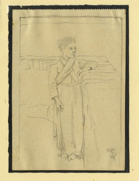 Telemaco Signorini : Ragazzo di Riomaggiore.  - Asta Arte antica, moderna e contemporanea - Associazione Nazionale - Case d'Asta italiane