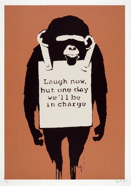 Banksy : Laugh now, but one day we'll be in charge.  - Asta Arte antica, moderna e contemporanea - Associazione Nazionale - Case d'Asta italiane