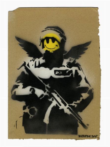 Banksy : Flying copper.  - Asta Arte antica, moderna e contemporanea - Associazione Nazionale - Case d'Asta italiane