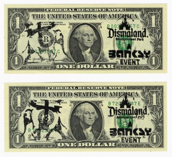 Banksy : Dismal dollar with Elephant Bomb Vinyl.  - Asta Arte antica, moderna e contemporanea - Associazione Nazionale - Case d'Asta italiane