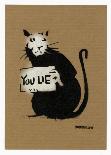 Banksy : Rat. You lie.  - Asta Arte antica, moderna e contemporanea - Associazione Nazionale - Case d'Asta italiane