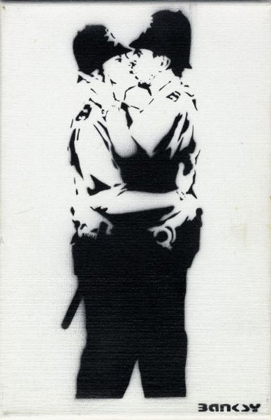 Banksy : Kissing coppers.  - Asta Arte antica, moderna e contemporanea - Associazione Nazionale - Case d'Asta italiane