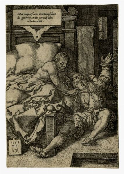 HEINRICH ALDEGREVER : Il padre severo (Il giudice Herkinbald taglia la gola al nipote).  - Asta Arte antica, moderna e contemporanea - Associazione Nazionale - Case d'Asta italiane