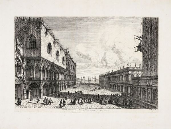 Michele Marieschi : Forum minus Divi Marci publicijs aedificijs utrinque insigne (La piazzetta).  - Asta Arte antica, moderna e contemporanea - Associazione Nazionale - Case d'Asta italiane