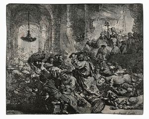 REMBRANDT HARMENSZOON VAN RIJN - Cristo scaccia i mercanti dal tempio.
