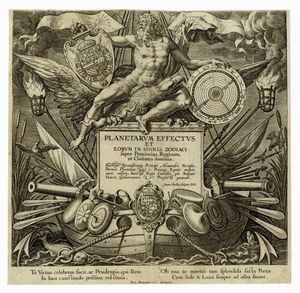 JOHANNES I (JAN) SADELER - Planetarvm Effectvs / et / eorvm in signis Zodiaci / super provincias, Regiones, / et Ciuitates dominia / Illustriss.o Serenissimoq[ue] Principi Alexandro Farnesio, / ... generali.