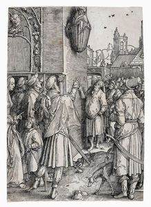 LUCAS VAN LEYDEN - Il poeta Virgilio sospeso in una cesta.