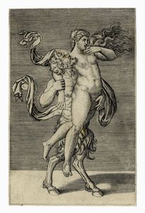 AGOSTINO VENEZIANO - Satiro e ninfa.