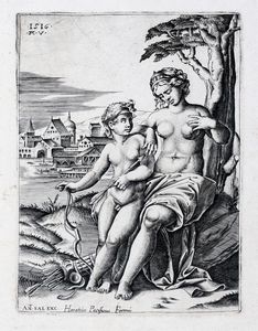 AGOSTINO VENEZIANO - Venere ferita da Cupido.