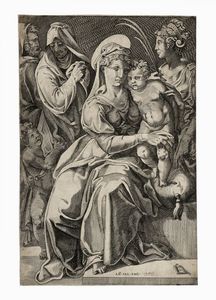 Enea Vico - Sacra Famiglia con sant'Anna e santa Caterina.