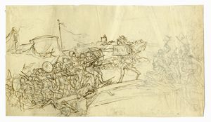 FILIPPO TOBIA RAFFAELE CASNEDI - Due scene di battaglia (Orazio Coclite al ponte Sublicio e altra scena all'antica).