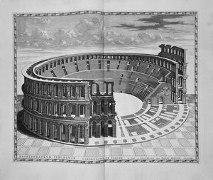 JOHANNES BLAEU - Amphitheatrum Veronense. L'Amphiteatre de Verone.
