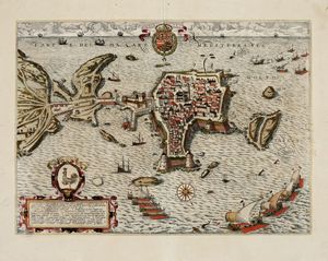 GEORG BRAUN - Galli Polis / La fidelissima Citta di Gallipoli d'aere molto salubre populosa...