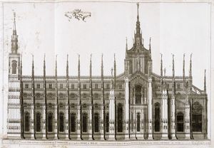 Pierre Mortier - Il Duome di Milano. Veue du cost de l'Eglise de S.t Ambroise qu'on Apelle le Dome de Milan / Face de l'Eglise de S.t Ambroise qu'on Apelle le Dome de Milan.