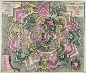 GEORG MATTHUS SEUTTER - Architecturae Militaris Synopsis, sive accuratus Prospectus hodiernae Artis ac Rationis Muniendi, juxta Methodum Viginti celeberrimorum Architectorum Militarium in Europa Augustae Vindelicor. cura et sumtibus Matthaei Seutteri, Calchographi