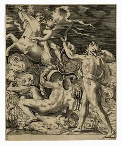 GIOVANNI JACOPO CARAGLIO - Ercole uccide il centauro Nesso.