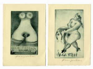 MICHEL FINGESTEN - Lotto composto di 2 ex libris erotici.