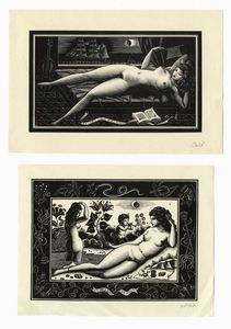 ITALO ZETTI - Lotto composto di 5 ex libris erotici.