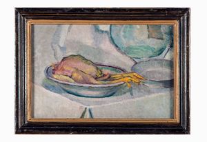 FILLIDE LEVASTI GIORGI - Natura morta, pollo sul piatto.