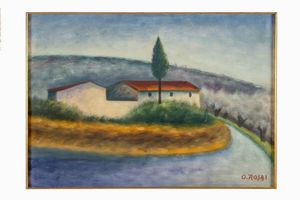 OTTONE ROSAI - Paesaggio con casolare.